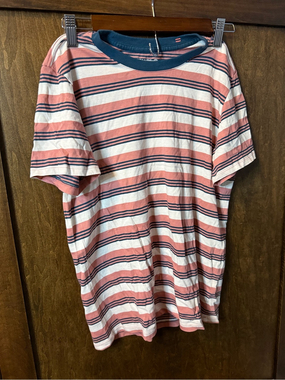 Stance Short-Sleeve Crew Tee in Coral, Navy & White Stripes